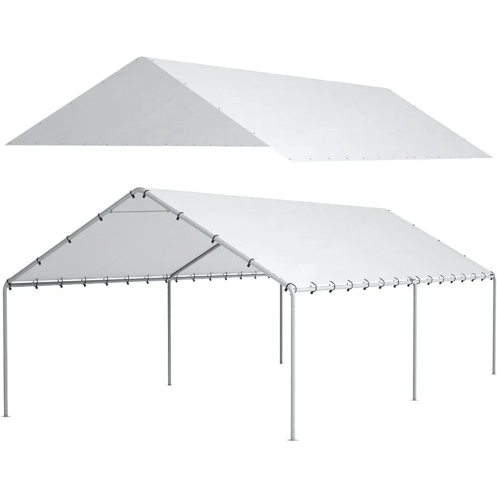 

10 x 20 Ft Carport Replacement Canopy Cover Garage Top Tent Shelter Tarp with Free 48 Ball Bungee Cords(Frame Not Include)