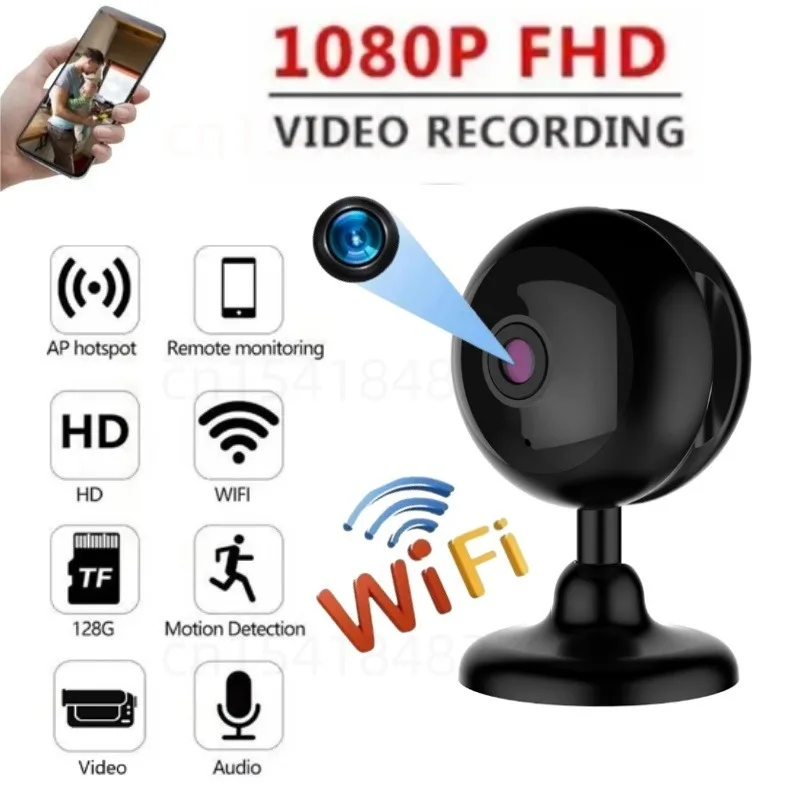 Indoor Mini Wireless Wifi HD Camera Smart Home Voice Intercom Small Nanny Night Vision IP Cam Motion Alerts Miniature Camera