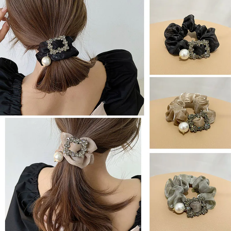 

Fashion Organza large intestine hair ring retro head rope female ball hair rope high-quality temperament Ponytail accessories