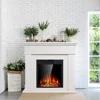 Electric Fireplace with Mantel Package Freestanding Fireplace Heater Corner Firebox with Log & Remote Control,750-1500W 2