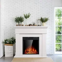 Electric Fireplace with Mantel Package Freestanding Fireplace Heater Corner Firebox with Log & Remote Control,750-1500W 2