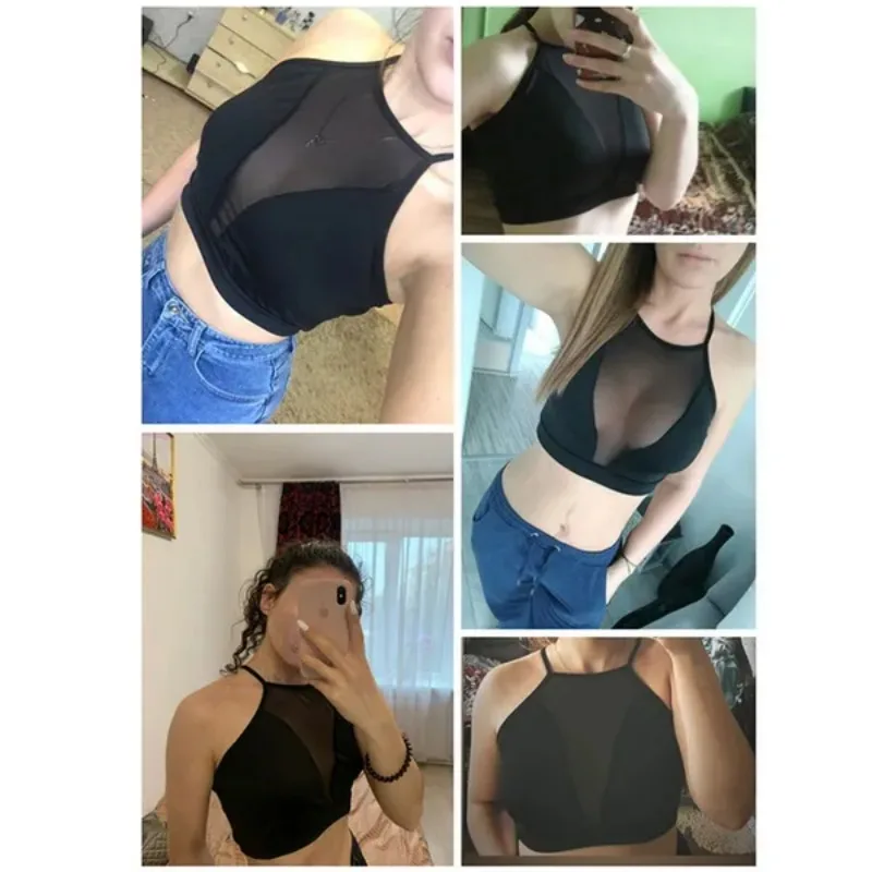 1 Pcs Mesh Crop Top Summer Women Casual Tank Top Vest Blouse Sleeveless Sport Crop Tops Shirt See-through Transparent