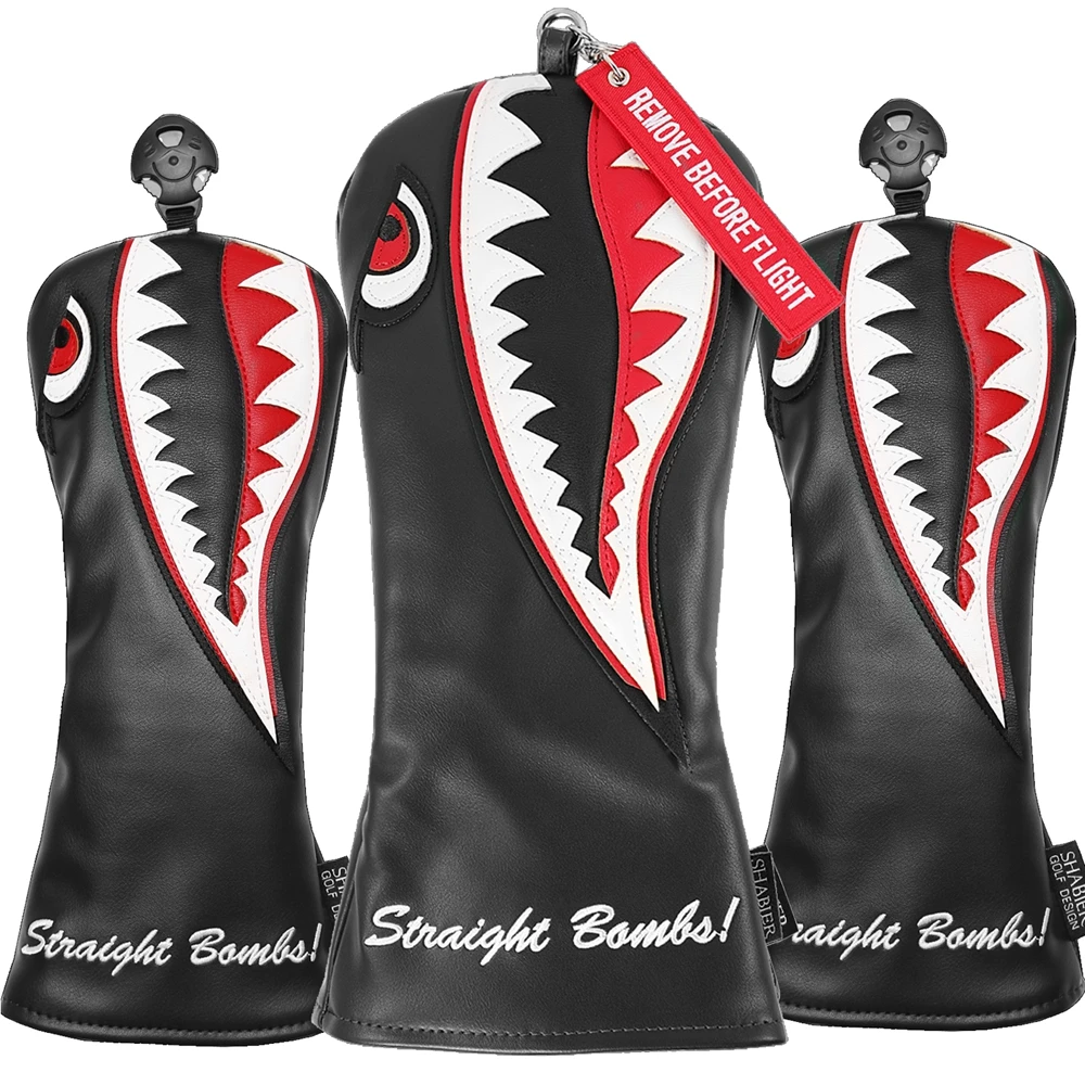 

Black PU Leather Shark 460cc Driver Golf Head Driver Wood Cover Set