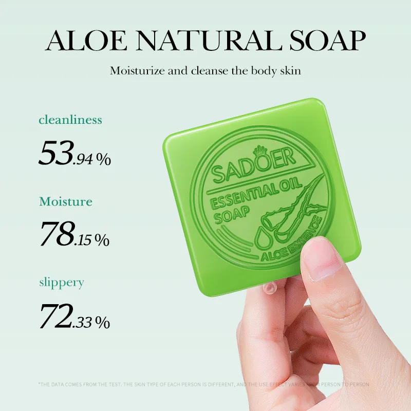 Aloe Vera Smooth Cleansing Soap Handmade Cleansing Soap Cleans Pores Deep Facial Care Brightens Skin Oil Control Moisturizing 2