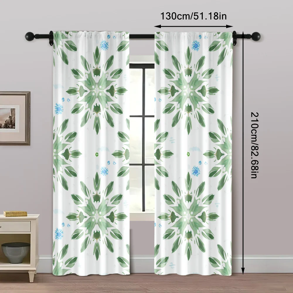 2pcs, Popular Curtains Boho Eucalyptus Leaf Pattern Polyester Easy Install (without rod) Decorations Clearance Perfect for 5