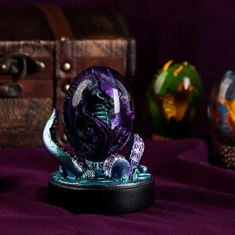 

Светящаяся прозрачная полимерная Статуэтка-Дракон Lava Egg, скульптура, фиолетовый осьминог, восемь когтей, орнамент, полимерные поделки, подарок, украшение для дома