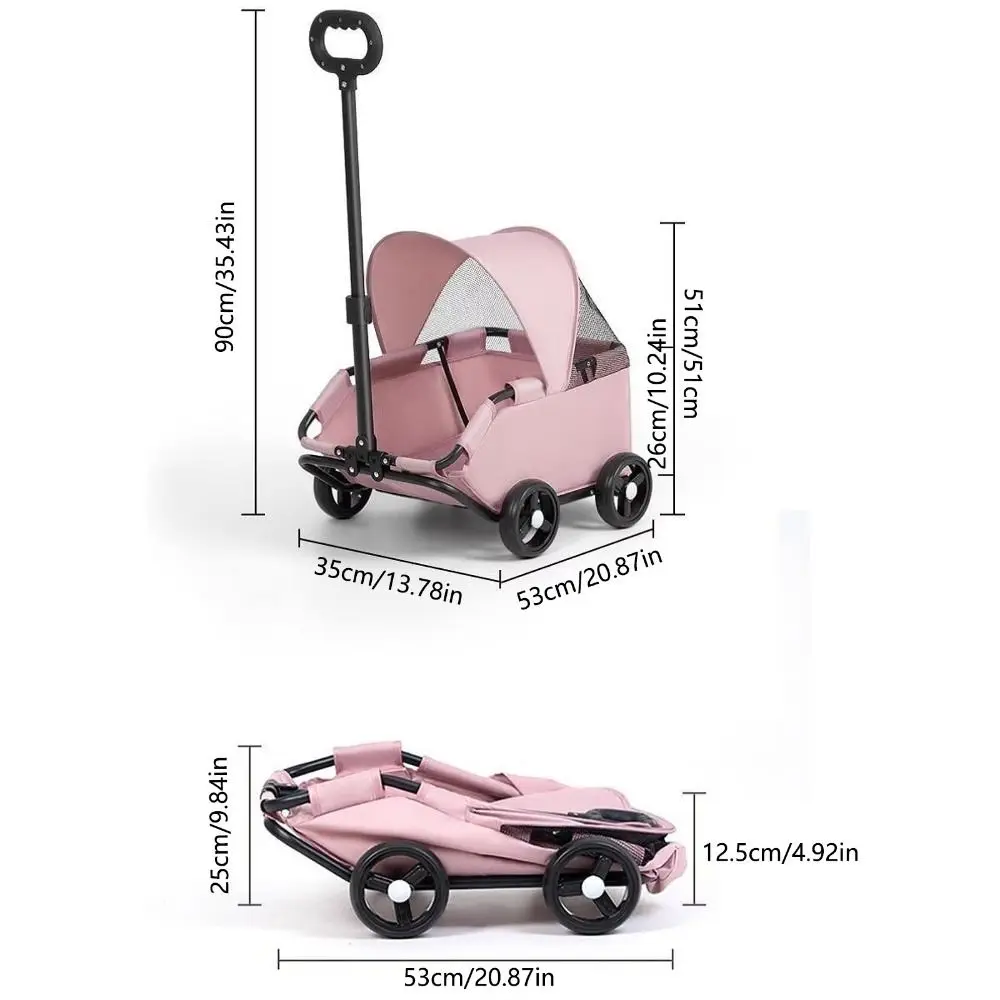 Poussette pour animaux de compagnie pliable à 4 roues respirante 360 ° Poignée rotative voyage chien landau poignée rétractable grande capacité chariot pour animaux de compagnie chats Sd026ed84e043467a8899c0b027463bd8g