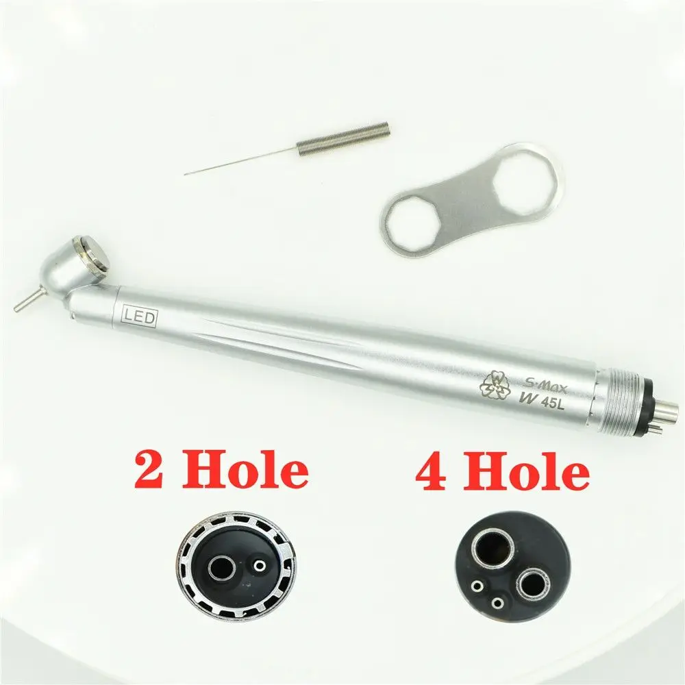 

45 Degree Dental High Speed Handpiece 4 Hole Push Button Single Water Spray Dental LED E-generator Turbina Dentist tool