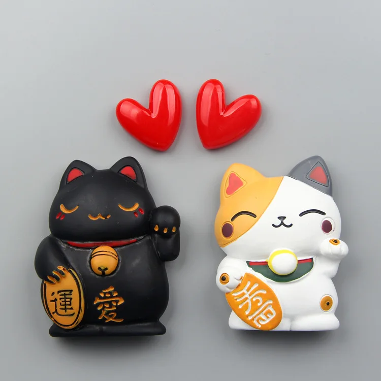 Resin 3D Japanese Lucky Cat Magnetic Refrigerator Magnet Magnet Message Paste Resin Magnet Home Decor Paste