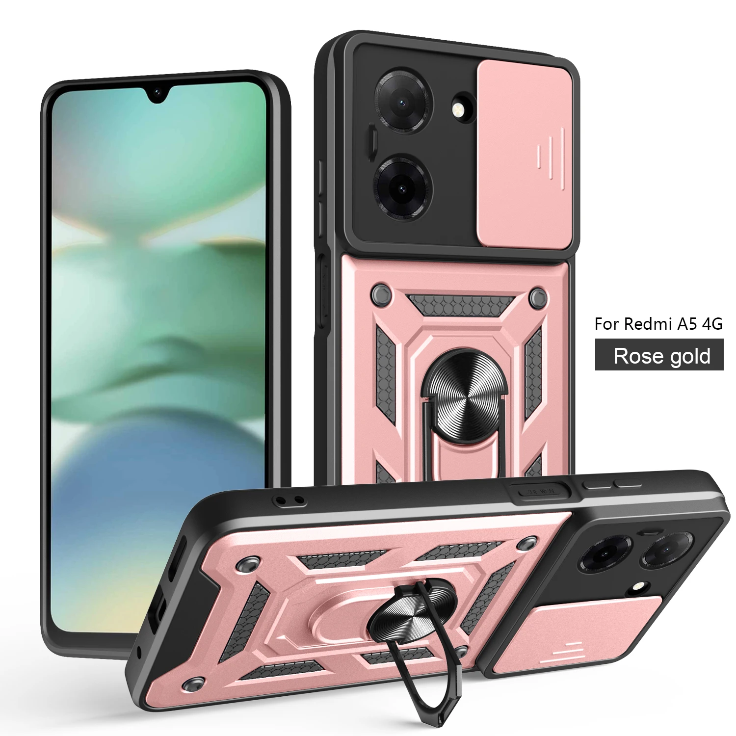 Armored Protective Phone Case with Magnetic Ring and Camera Protection