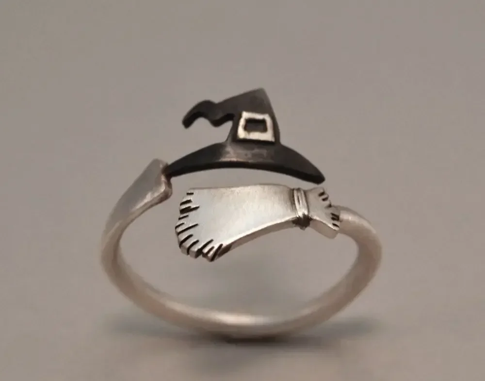 Opening Ring Finger Ring Jewelry Accessories Creative Design Halloween Pumpkin Spoof Ghost Witch Hat Broom Opening Ring Female