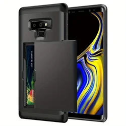 Premium Wallet Phone Case with Card Holder - Dual Layer Hybrid Shell - Galaxy Note 9 (Black)