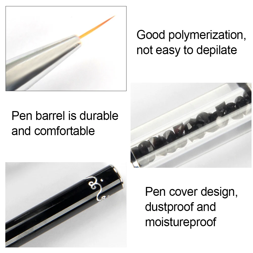 1PCS Nails Brushes Double Head Crystal Handle Design Liner Drawing Manicure Brush Acrylic Painting Pen Gel Nail Polish Equipment 2