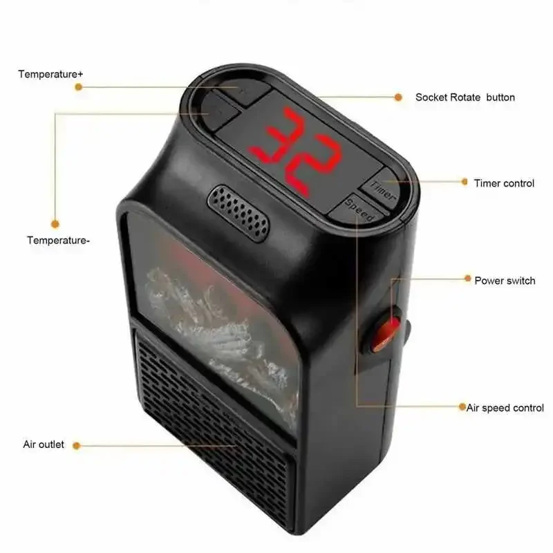 Flame Heater Mini 1000W Ceramic Fireplace Heater - Silent & Portable 3 Flame Heater Mini 1000W Ceramic Fireplace Heater - Silent & Portable 3