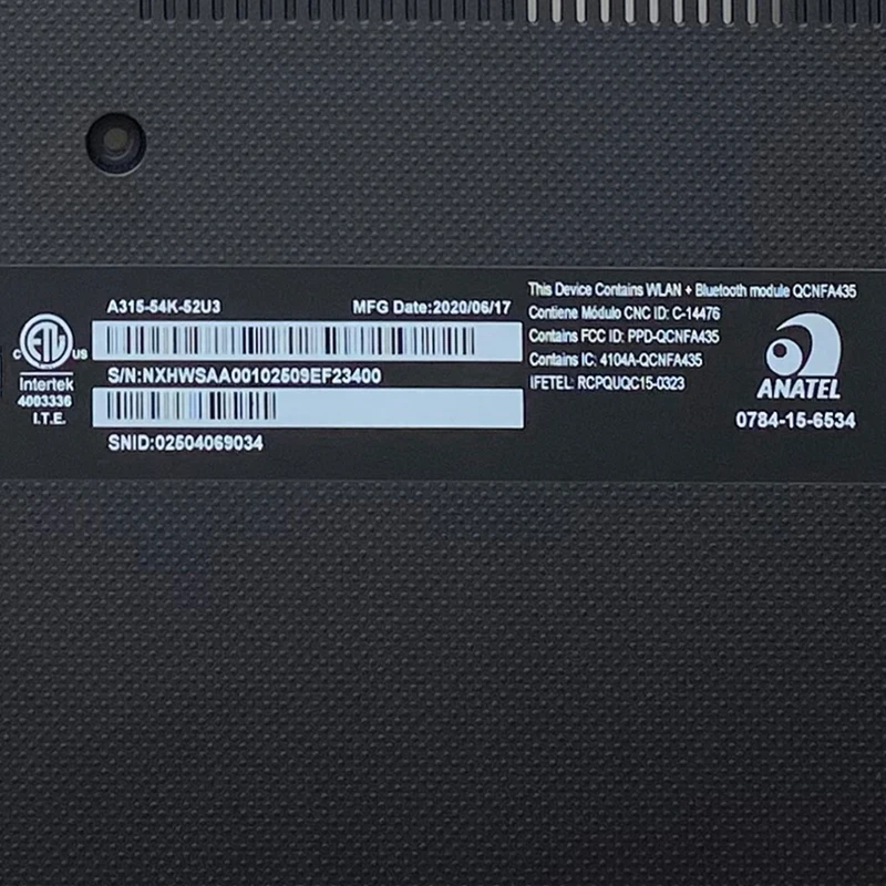 Tampa Inferior da Caixa do Portátil d Shell Apto para Acer A31554 A315-56 A31542 Ex215-51 N19c1 Am2mb000410 Novo - Imagem 3