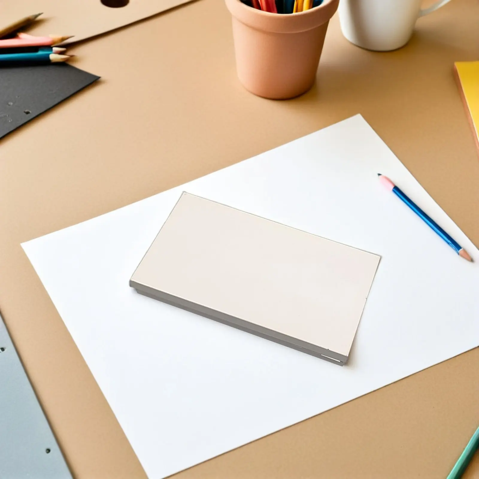 빈 수채화 물감 팔레트 금속 여행용 케이스 16개 풀 팬 접이식 휴대용 믹싱 트레이 빈 수채화 물감 팔레트