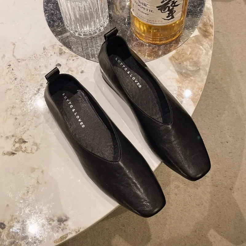 Women's Loafers Genuine Leather Luxury Shoes Sss Grade Silver Heels Gold Pumps Square Toe Elegant Mary Janes Shoes For Women 4