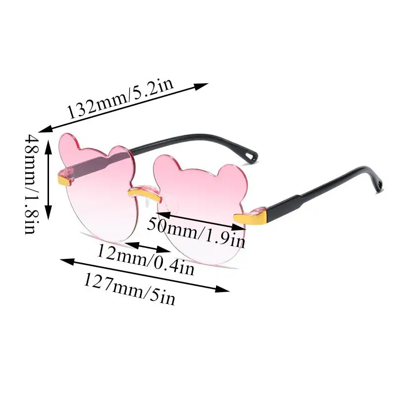Kids Sunglasses Cartoon Bear Sunglasses for Boy Girl Gradient Rimless Outdoor Anti-Glare UV400 Sun Glasses