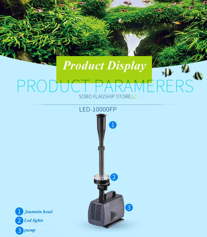 Description Picture 4 of itemSubmersible Pump Pool Fountain Flashing Pump Fish Filter Landscape Fountain Pump