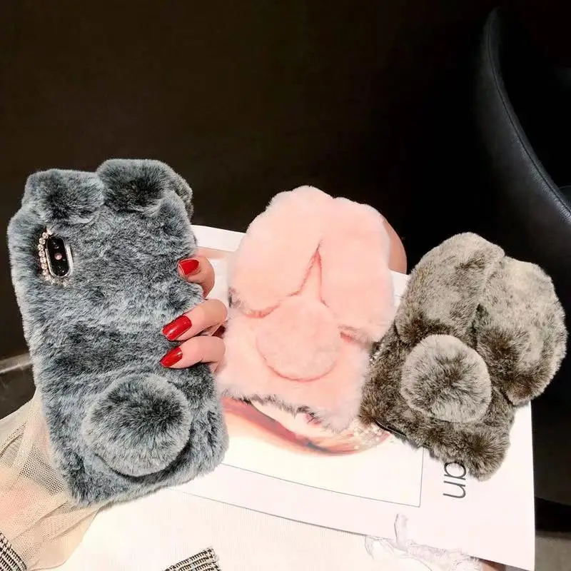 

Plush and luxurious rabbit suitable for iPhone 15 plus autumn and winter 14 promax women 13 promax cute 7 couple personality
