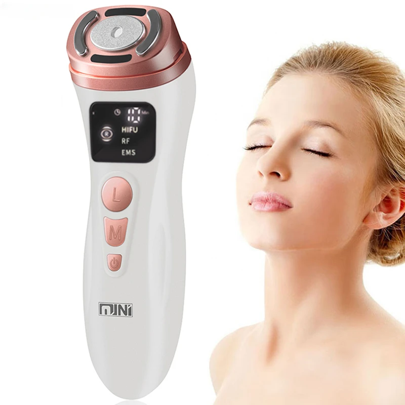 Upgraded Mini Hifu Ultrasonic Face Machine for Home Use with Hifu EMS LED Professional Machine Face Lift To Remove Wrinkles mini bb eyes home eye meter facial rejuvenation ems remove eye bags wrinkles