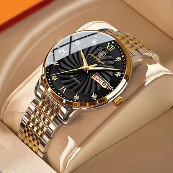 POEDAGAR Luxury Brand Man Watch Waterproof Luminous Date Week Men's Quartz Wristwatch Stainless Steel Fashion Sports Men Watches 1
