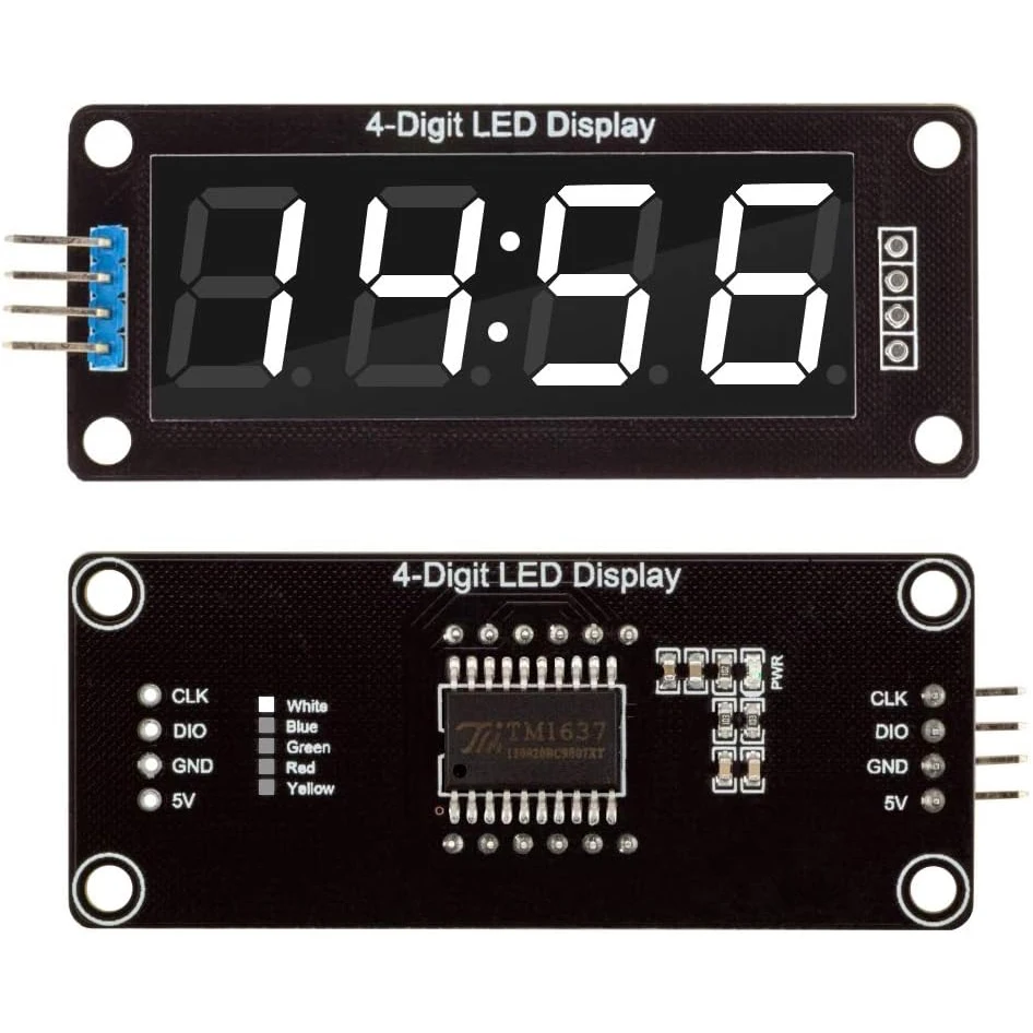 LED Display Red/Green/White/Yellow/Blue Colors TM1637 0.56" Digital Tube Decimal 7 Segment 4 Digit Clock Double Displays Dots