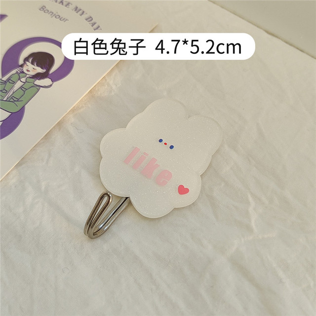 Cartoon Acrylic Wall Hook Coat Bag Hat Rack Door Mask Key Hanger Organizer Free Punch Self-adhesive Kitchen Hooks Home Decor