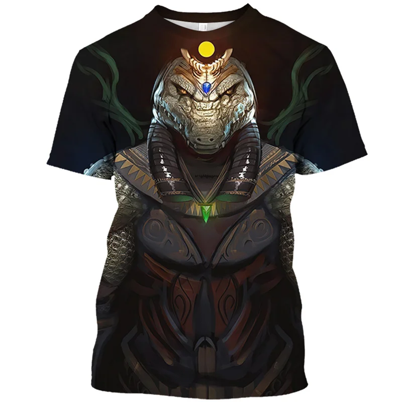 

Animal Print Pharaoh Pattern Men's Summer Short Sleeved Retro Trend Street Loose, Comfortable And Breathable Men's T-Shirt