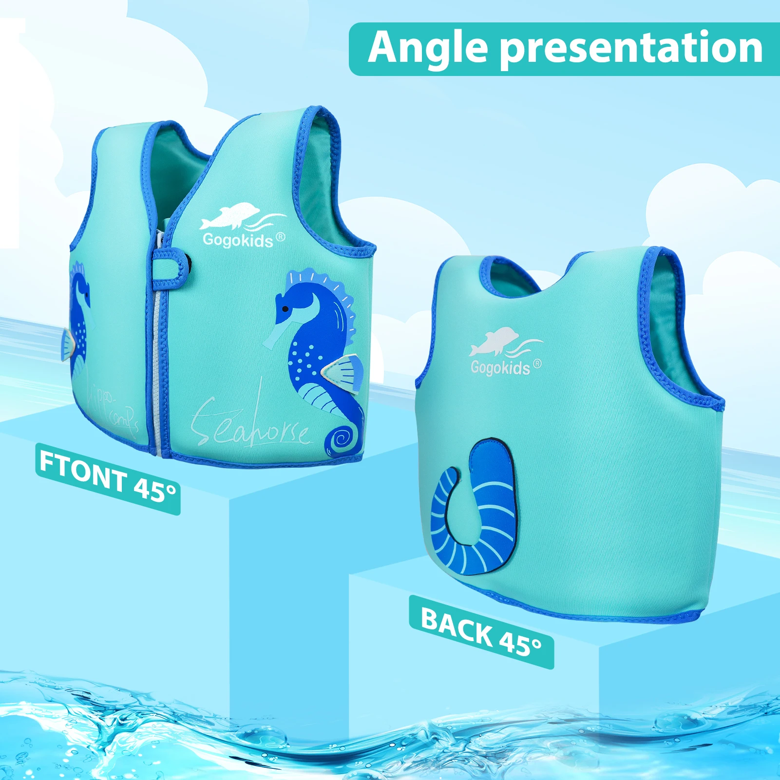 Kids Swim Vest Swim Jackets for Toddlers Trainer Vest with Crotch Strap Classic Buoyancy Swimming Floaties Swimsuit