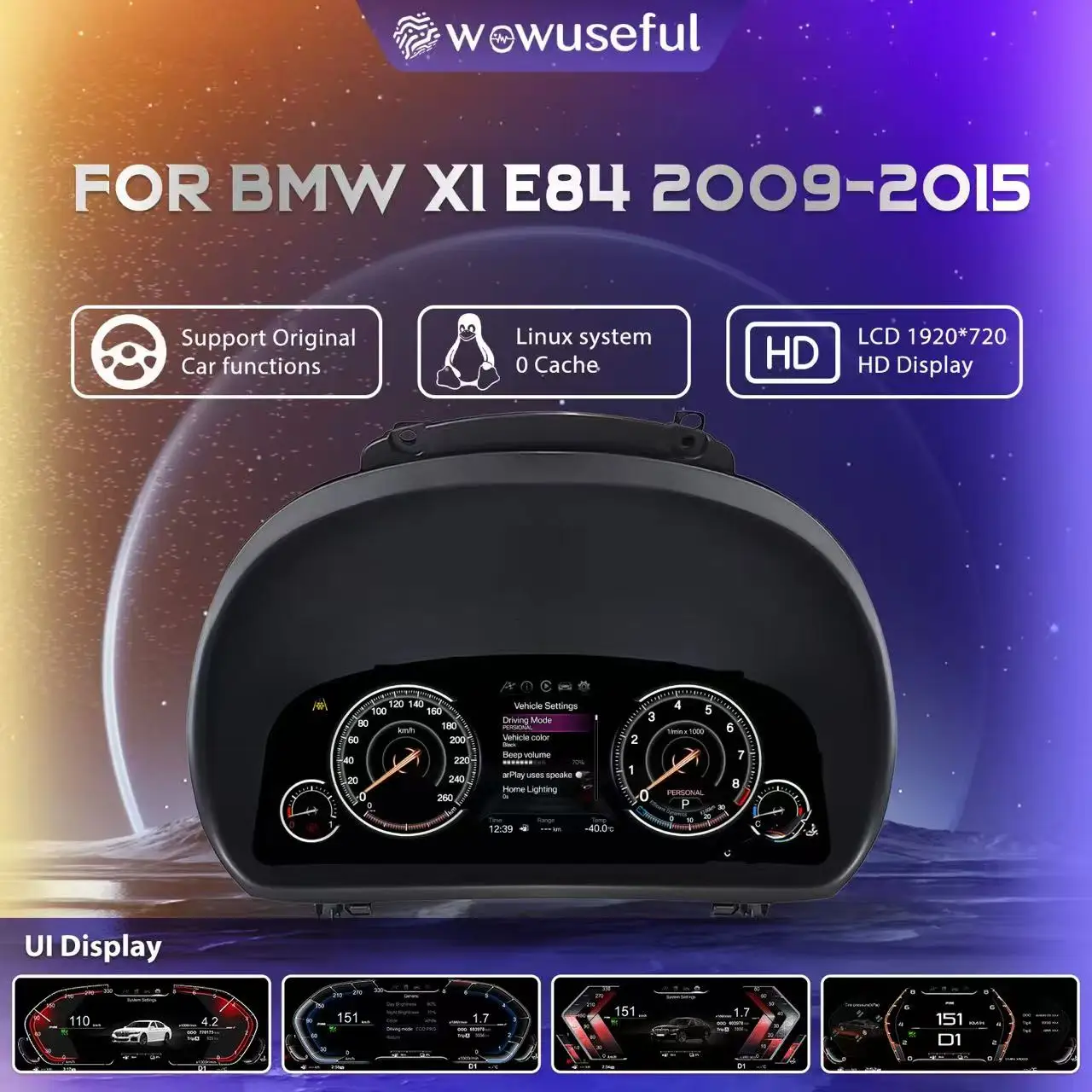 Velocímetro LCD para BMW X1 E84 2006-2015, Panel de Instrumentos, Cabina Virtual, Panel Digital 1