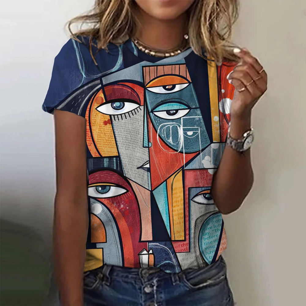 Dam t-shirt för sommar med 3d blommig tryck oversized topp_voghion.com