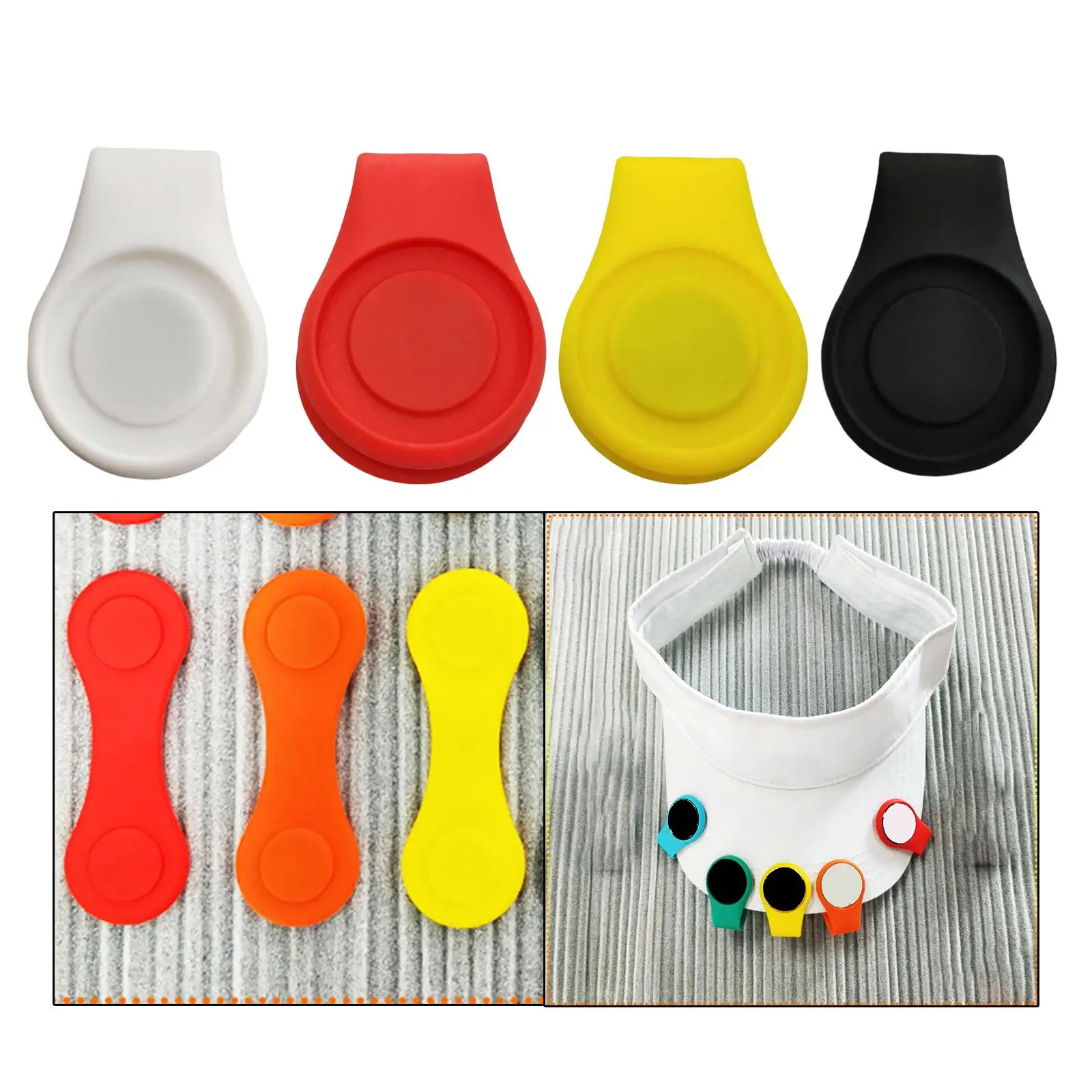 Novelty Golf Ball Marker Hat Clip Men and Women Round Putt Design Attach to Caps Visor Silicone Lightweight Golf Accessory