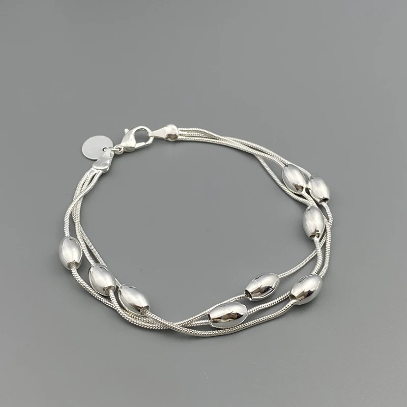 

Bracelet for Women Men's 925 Sterling Silver Couple Fashion Luxury Bangles Accessories Beads Jewelry Christmas Halloween Gift