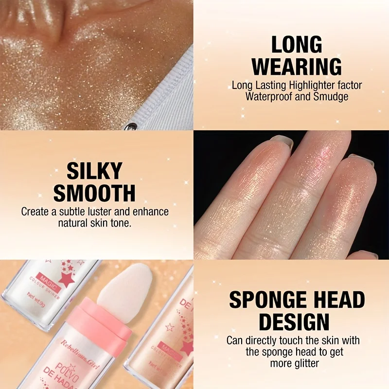 3Color Polvo De Hadas Fairy Dust Highlight Patting Shining Powder Full Body Silhouette and Collarbone Suitable for Face and Eyes 4