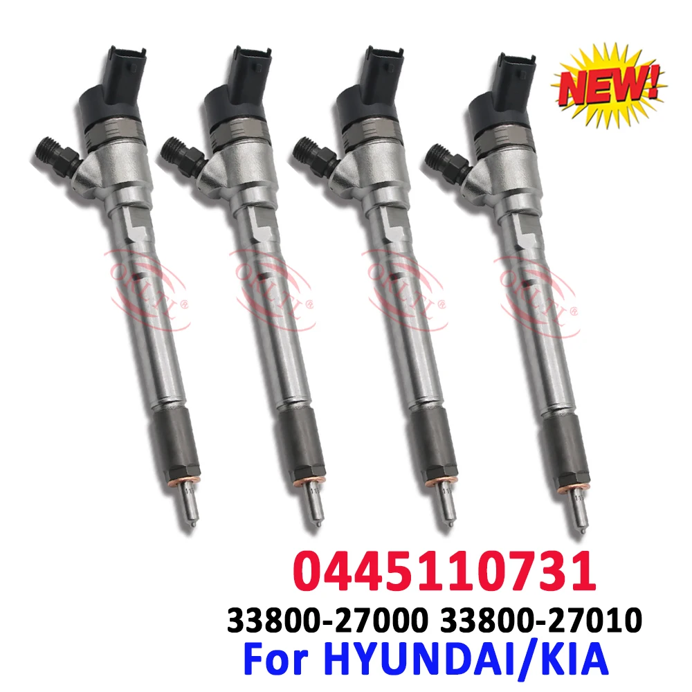 

4 Pieces 0445110731 Diesel Oil Nozzle 33800-27000 33800-27010 Fuel Injector 0445110064 0445110101 for HYUNDAI Matrix KIA Santa