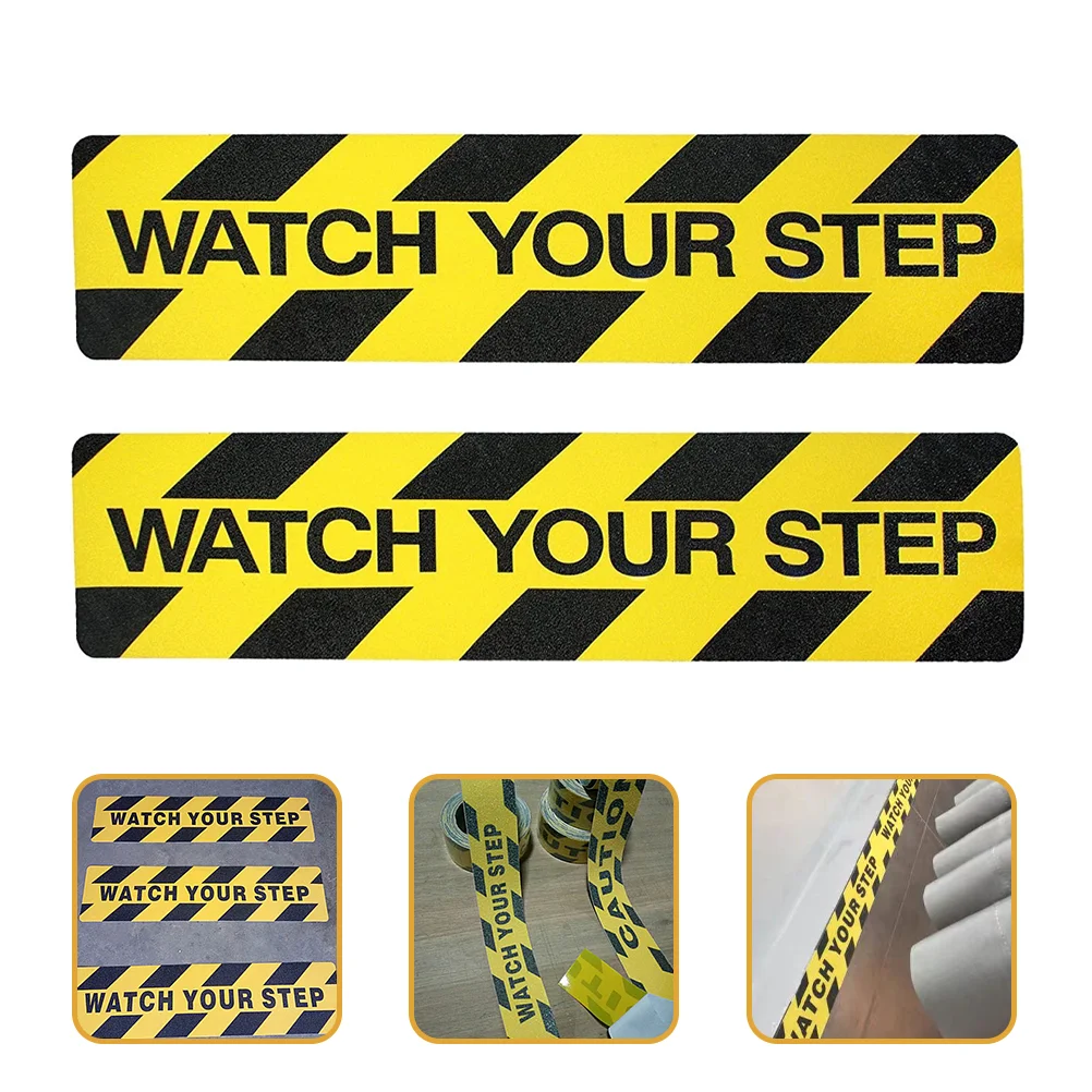 

2 Pcs Stairs Anti-Slip Tape Slippery Floor Warning Sign Wet Sticker When Signs Caution Decals Stickers