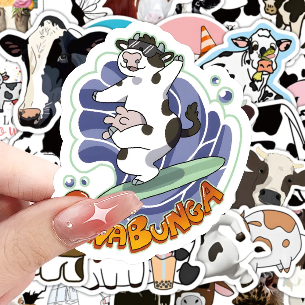 10/60PCS Milchkuh Cartoon Aufkleber Tier Graffiti Aufkleber Kinder Spielzeug Dekoration Gepäck Laptop Telefon Gitarre Auto Fahrrad Aufkleber spielzeug