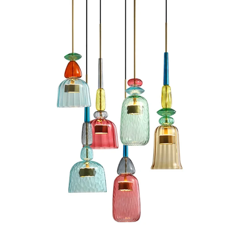 Modern Pendant Lights Nordic Color Candy Bedroom Children's Room Single