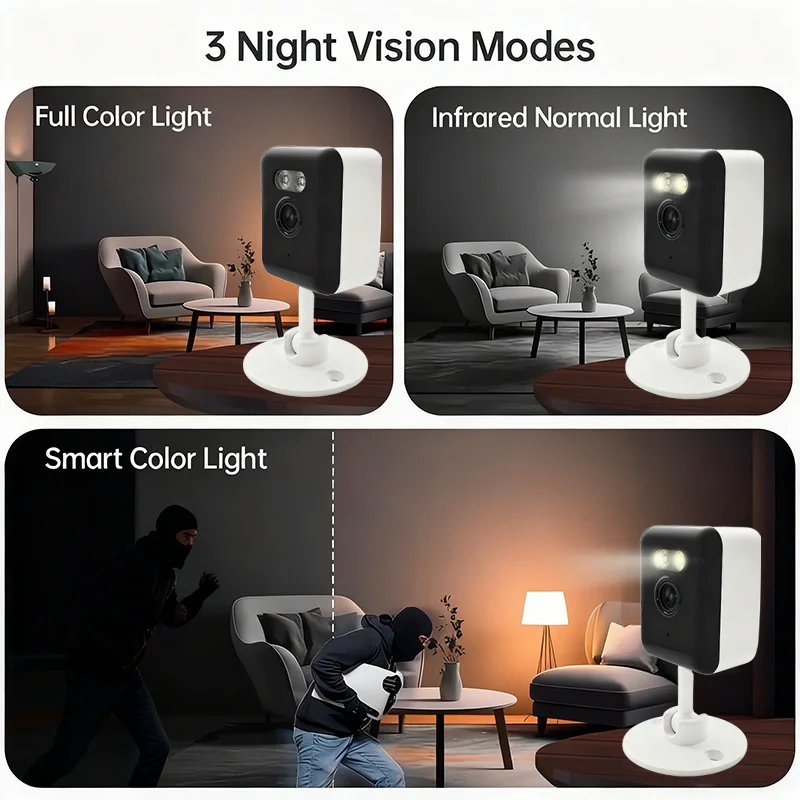 2.4G WiFi Smart Indoor/Outdoor Security Camera for Home,Baby/Elder/Pet Camera With Phone App,Color Night Vision 2-Way Audio 3