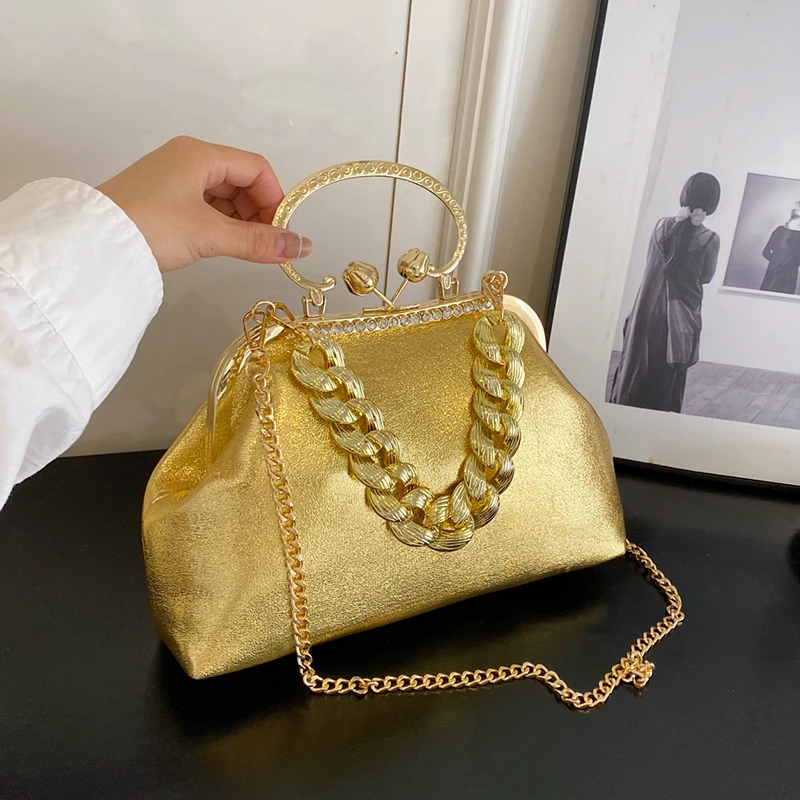 Top Brand Shoulder Bag Women Shell Clip Clutch Purse Winter Green Gold Silvery Black Coffee Handbag Designer Crossbody Bag
