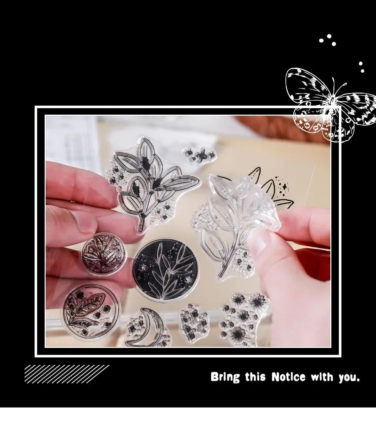 15 Styles Clear Silicone Stamp Plant Butterfly Number Silicone Vintage Rubber Stamp DIY Scrapbooking material For Card Making