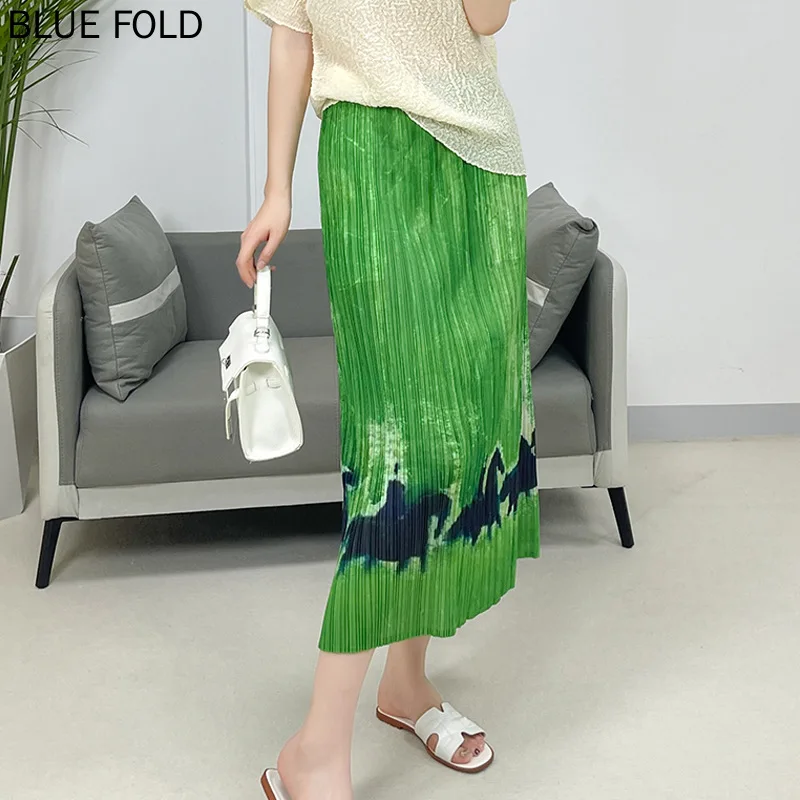 

Плиссированная летняя новая стильная повседневная модная юбка миаке с принтом, Женская облегающая юбка, женская одежда, плиссированные юбки