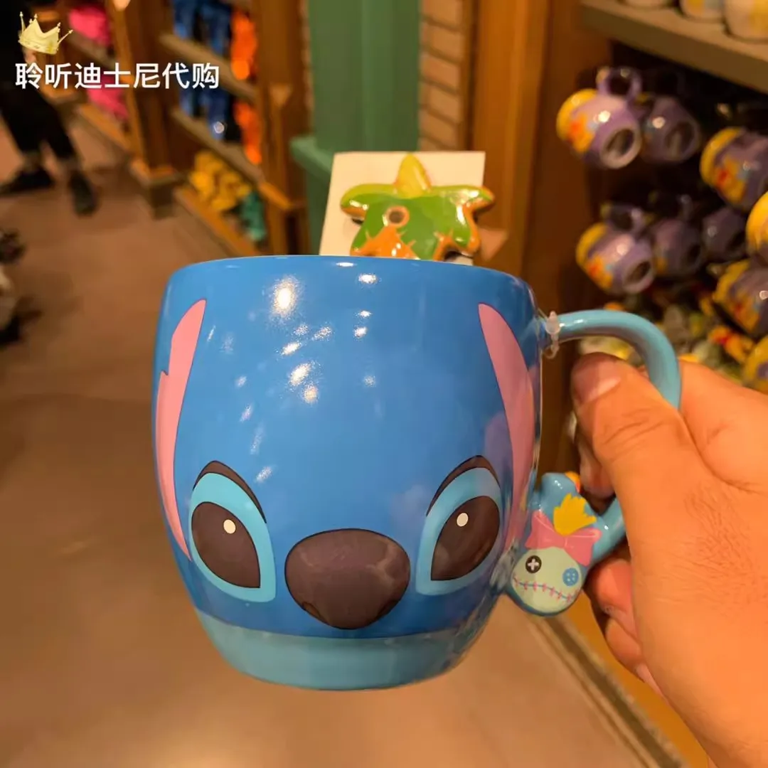 

Оригинальная трехмерная кружка с ложкой из мультфильма Disney Stitch, керамическая чашка, чашка для напитков