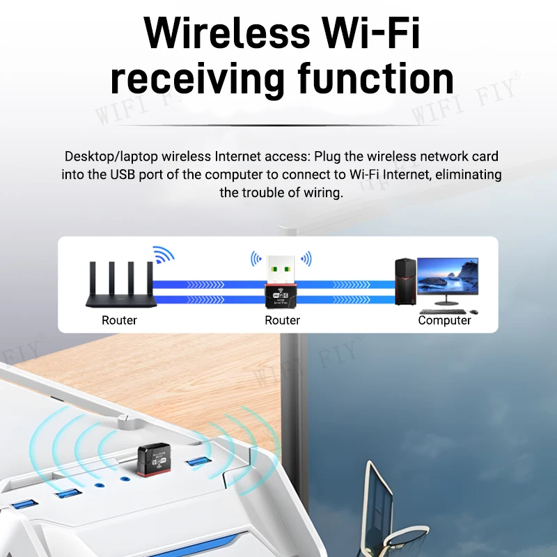 WALRAM 미니 USB 무선 Wifi 어댑터 2.4GHz 300Mbps WiFi 네트워크 LAN 카드 802.11a/b/g/n/ac/ax RTL8188 네트워크 카드 forPC 노트북