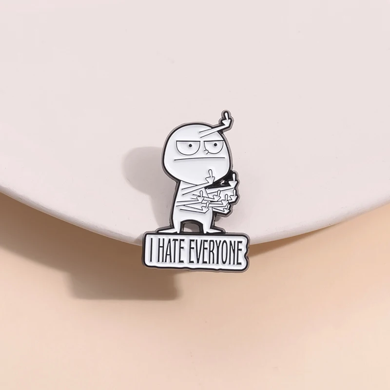 Emaille-Anstecknadeln „I Hate Everyone“, individuelle Stickman-Mittelfinger-Broschen, Anstecknadeln, Cartoon, lustiger Schmuck, Geschenk für Kinder und Freunde – Detail 5