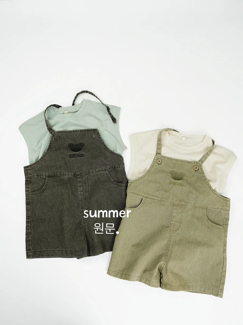 2025 Summer New Cute Bear Embroidery Girls Jeans Overalls Loose Children Sling Pants Kids Boys Denim Strap Shorts Baby Clothes