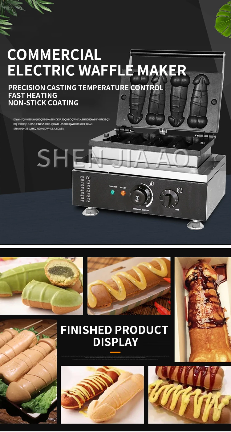 Description Picture 3 of itemCommercial Use A Piece of Gayke Penis Shape Waffle Maker Iron Stick Baking Machine Hot Dog Sausage Grill Baker Waffle Snacks