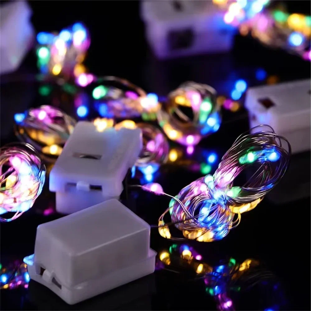 LED String Lights 10pcs LED String Light Battery Operated Copper Wire Fairy Lights Festive Decoration Flashing Modes Home Decor