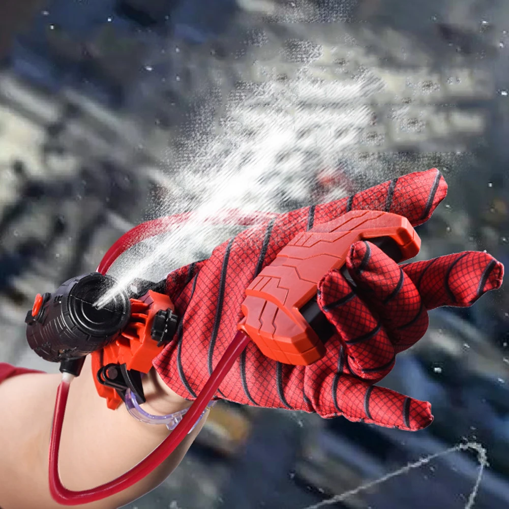 SpiderMan Water Gun Hero Launcher Spider Wrist Launcher Manual Press Burst Water Gun with Gloves Children's Birthday Gift Toys water squirting toy water play toys
